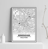Affiche Carte Ville <br /> Birmingham