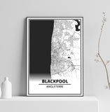 Affiche Carte Ville <br /> Blackpool