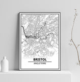 Affiche Carte Ville <br /> Bristol