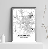 Affiche Carte Ville <br /> Cambridge