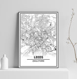 Affiche Carte Ville <br /> Leeds