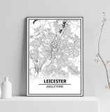 Affiche Carte Ville <br /> Leicester