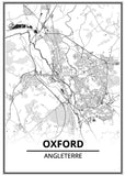 Affiche Carte Ville <br /> Oxford