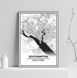 Affiche Carte Ville <br /> Southampton