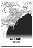 Affiche Carte Ville <br /> Alicante