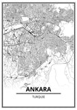 Affiche Carte Ville <br /> Ankara