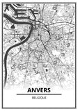 Affiche Carte Ville <br /> Anvers