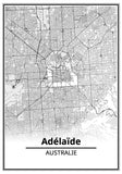 Affiche Carte Ville <br /> Adélaïde