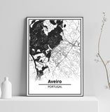 Affiche Carte Ville <br /> Aveiro
