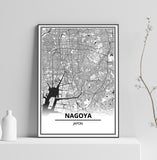 Affiche Carte Ville <br /> Nagoya