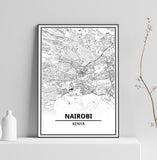 Affiche Carte Ville <br /> Nairobi