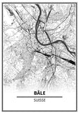Affiche Carte Ville <br /> Bâle