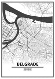 Affiche Carte Ville <Br /> Belgrade 21X30Cm 1700