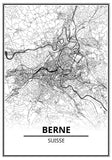Affiche Carte Ville <br /> Berne