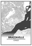 Affiche Carte Ville <br /> Brazzaville