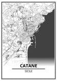 Affiche Carte Ville <br /> Catane