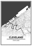 Affiche Carte Ville <br /> Cleveland