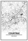 Affiche Carte Ville <br /> Courtrai