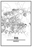 Affiche Carte Ville <br /> Fès