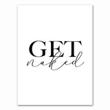 Affiche salle de bain noir et blanc get naked