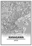 Affiche Carte Ville <br /> Kanagawa