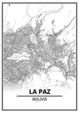 Affiche Carte Ville <br /> La Paz