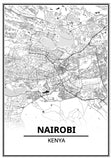 Affiche Carte Ville <br /> Nairobi