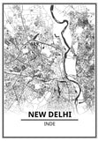 Affiche Carte Ville <br /> New Delhi