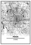 Affiche Carte Ville <br /> Pékin