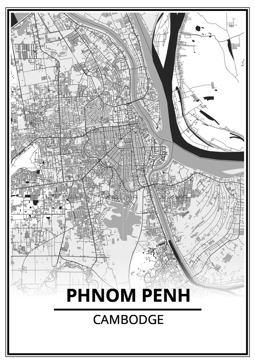 Affiche Carte Ville Phnom Penh