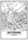 Affiche Carte Ville <br /> Rotterdam