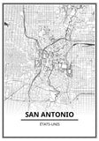 Affiche Carte Ville <br /> San Antonio