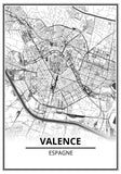 Affiche Carte Ville <br /> Valence