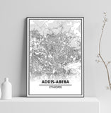 Affiche Carte Ville <br /> Addis-Abeba