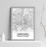 Affiche Carte Ville <br /> Christchurch