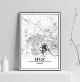 Affiche Carte <br /> Cergy