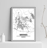 Affiche Carte Ville <br /> Meknès