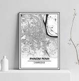 Affiche Carte Ville <br /> Phnom Penh