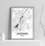 Affiche Carte <br /> Valenciennes