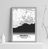Affiche Carte Ville <br /> Albufeira
