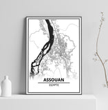 Affiche Carte Ville <br /> Assouan