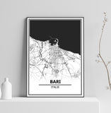 Affiche Carte Ville <br /> Bari
