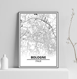Affiche Carte Ville <br /> Bologne