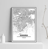 Affiche Carte Ville <br /> Ankara