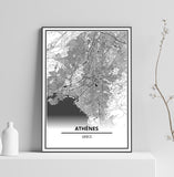 Affiche Carte Ville <br /> Athènes