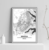 Affiche Carte Ville <br /> Brasilia