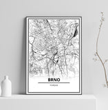 Affiche Carte Ville <br /> Brno