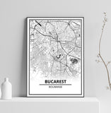 Affiche Carte Ville <br /> Bucarest