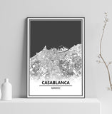 Affiche Carte Ville <br /> Casablanca