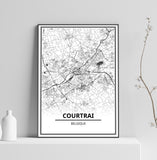Affiche Carte Ville <br /> Courtrai